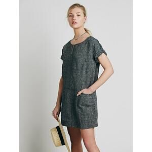 NEW Free People Women's Black Linen Endless Shore Shift Dress Small